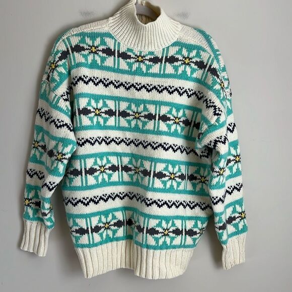 New American Eagle Oversized Fairisle Mock Neck Sweater Size XS Women's - Picture 1 of 10